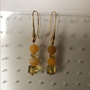 Elegant Gold and Yellow Dangle Earrings